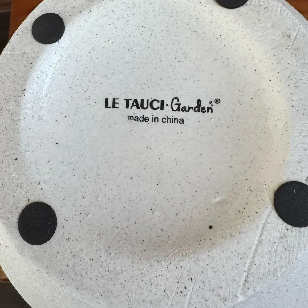 Brand New LE TAUCI White Sandstone Round Vase 10” Modern Minimalist Home Decor